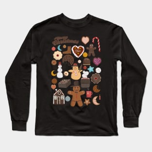 Cute Christmas Postcards - Cute Christmas Illustration - christmas cookies illustration Long Sleeve T-Shirt